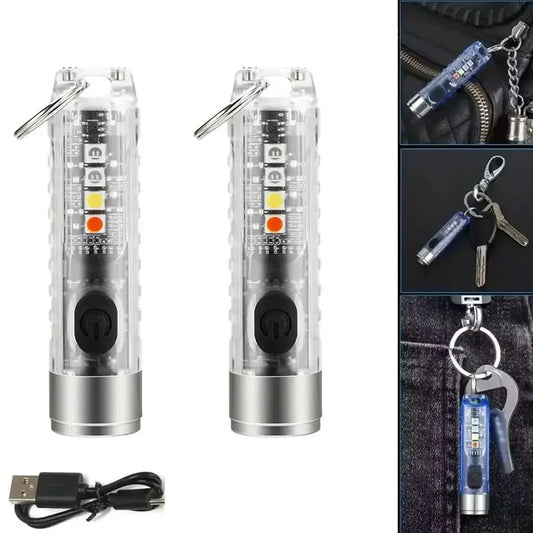 Mini Keychain Flashlight Type-C Fast Charging IP66 Waterproof Torch Lamp With Magnet Multifunction Warning Camping Flashlight