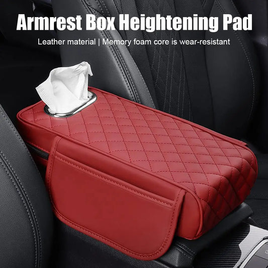 Car Armrest Box Universal Height Increasing Pad Car Mounted Pillowcase Pad Anti-scratch Leather Central Interior Accessories